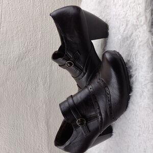 Rialto Brescia Dark Brown Faux Leather Slip On Chunky Heeled Ankle Booties